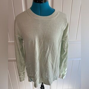 J. Crew Sea Green Merino Wool Cotton Crewneck Sz S Lightweight Pullover EUC